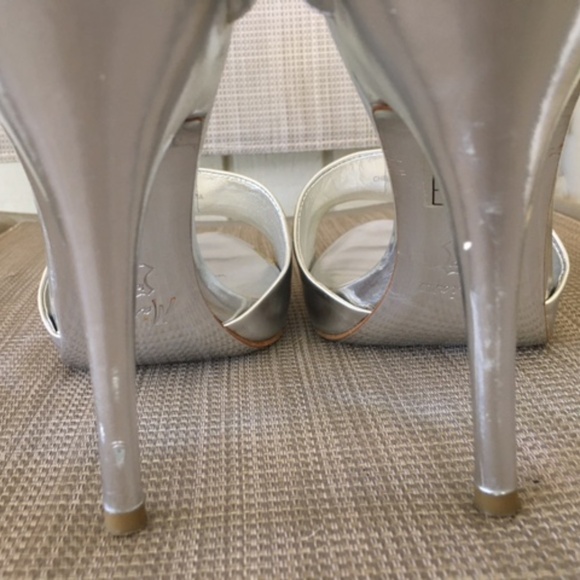MARCIANO Silver Leather Ankle Cuff Heels - Picture 8 of 11